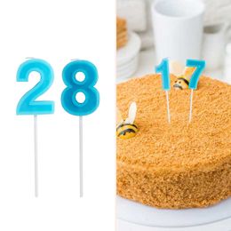 Blue Gold Digital Candle Birthday Number Cake Candle 0 1 2 3 4 5 6 7 8 9 Cake Topper Girls Boys Baby Party Supplies Decoration
