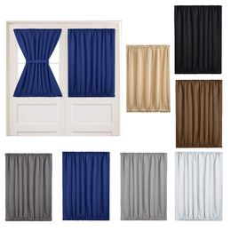 French Door Curtain Thermal Insulated Blackout Curtain Panel for Home Office Front Door (Wide 137 by Long 102cm)