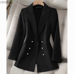 Frauenanzüge Blazer Black Double Breasted Damen Blazer Jacke Office Business Female Mantel 2023 Herbst Winter Neue Frauen lässig Blazer Outwear C240410