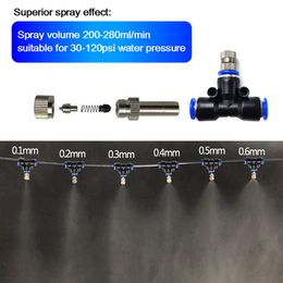 5Pcs Low Pressure Misting Cooling System Atomizing Nozzles 6mm Slip lock Quick Connectors Humidify Watering Landscapingc Sprayer