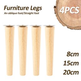 Parts 4pcs Height 8/15/20/25cm Solid Wood Furniture Legs Inclined Cone Sofa Bed Cabinet Table and Chair Replacement Feet Sloping Foot