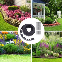 New Garden Flexible Lawn Grass Plastic No Dig 32ft Edging With 30 Spik es Border Landscape Edging Easy Instal Insert Black