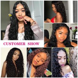 Water Wave Bundles With 5x5 Lace Closure 40 Inch Brazilian Wet And Wavy Curly Human Hair Weave 3 / 4 Bundles With Lace Closure