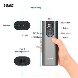 CYCPLUS A8 Portable Bicycle Tyre Pump Bike Inflator Electric Air Compressor High Pressure Rechargeable Battery for Car Balls