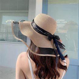 Wide Brim Hats Summer Elegant Women's Sun Hat Flower Straw Sea Beach Bone Capeline Chapeaux For Lady