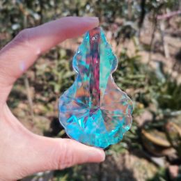 76mm Rainbow Crystal Suncatcher Loquat Pendant Chandelier Prism Lamp Parts Hanging Ornaments Home Garden Decor AB Light Catcher