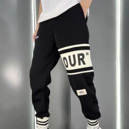 2023 Spring and Autumn Minimalist Casual Loose Super Oversized High Waist Lace up Color Block Letter Printed Sports Guard Pants