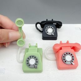 1: 12 Dollhouse Simulated Mini Retro Telephones Furniture Accessories for Doll House Decor Kids Pretend Play Toys