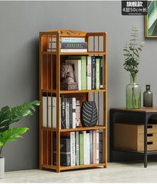 Solid Wood Bookshelf Elegant Book Display Rack Standing Living Room Shelves Kitchen Storage Books Magazine Organizer