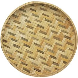 Round Storage Tray Storage Bamboo Handmade Basket Weave Fruit Organiser Dry Food Bread Plate Sundries Container Kitchen 2021