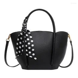 Waist Bags Spring 2024 Women's Bag Versatile Solid Colour Bucket Large Capacity Silk Scarf Handbag Simple Texture Shoulder