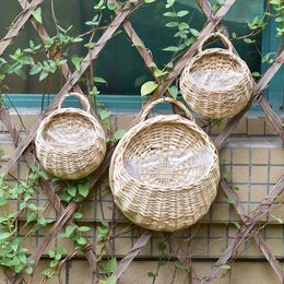 Flower Planter Wall Hanging Wicker Rattam Basket Garden Vine Pot Plants Holder