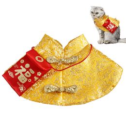 Creative Pet Accessories Tang Suit Small Red Envelope Festive Cloak Pet Cape Chinese Style Festive Pet Dog Cape Pet Costume