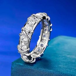 Band Rings S925 sterling silver European and American XO ring set paired with white diamond zircon fashionable and fashionable party ring J240410