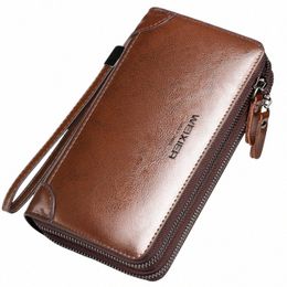 men's wallet lg wallet wallet leather first layer cowhide men's zipper youth busin clutch o27m#