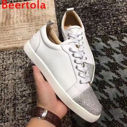 Casual Shoes Brand Beertola Men's Sneakers Round Toe Crystal Lace Up Men Flats Leisure Style Chaussures Male Shoe Big Size