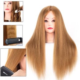 3D Eye Mannequin Head With Long 85% Real Hair Styling Training Head Dummy Dolls Tete De Cabeza For Hairdresser Braiding Practice