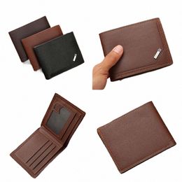 multi-positi Men's Short Wallet PU Leather Thin Men Coin Pocket Korean Style Multi-functi Male Leather Purse Shop P3Z2#