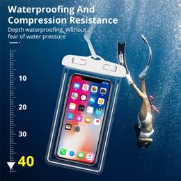 Water Sport Waterproof Phone Case Pouch Luminous Swimming Dry Bag Underwater Phone Cover For Drift Diving Pool Beach Travel