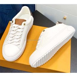 NEW Time Out Lace-up Shoes Casual Womens Designer Sneaker 100% Leather Fashion Lady Flat Running Trainers Letters Woman Shoe Platform Men Gym Sneakers