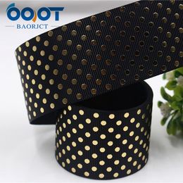 OOOT BAORJCT 171052,38MM hot gold dot Printed grosgrain ribbon,garment accessories hair accessories , DIY Handmade gift wrapping