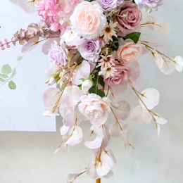 Pink Artificial Flower Arrangement Wedding Props Backdrop Decor Arch Floral Row Table Flower Party Window Display Photo Props