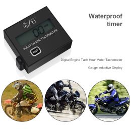 Gasoline engine moter speed tester inductive tach hour Metre digital Tachometer clip style waterproof for motorcycle chainsaw