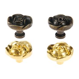 DRELD 2Pcs Bronze/Gold Furniture Handle Rose Knobs w/Screws Cabinet Handles Door Cupboard Drawer Kitchen Pull Furniture Hardware