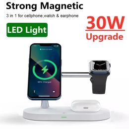 Chargers 3 in 1 Magnetic Wireless Charger Stand For iPhone 15 14 13 12 Pro magsafe Charger fast Charging Station for Apple Watch Cable