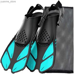 Diving Accessories Inflatable fin adjustable buckle swimming flip short silicone diving shoes with open heel travel size for adult men Y240410