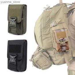 Sportsäcke Molle Tactical Double Layer Phone Clip Militärische Outdoor -Camping -Jagdzubehör EDC Tool Waistpack Y240410