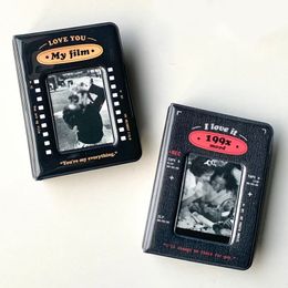 Retro Black 3 Inch Photo Album Star Chasing Girl Idol Album Small Card Storage Book Kpop Photocard Binder Photo Holder