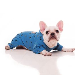 SUPREPET Warm Soft Dog Clothes Winter Plus Velvet Thicken Puppy Four legged Hoodie Printed Casual Coat French Bulldog Costume