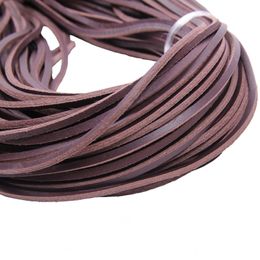 2 Meters Black/Coffee 3-4mm No Joints Flat Genuine Leather Jewelry Cord String Lace Rope DIY Shoelace Necklace Bracelet Finding