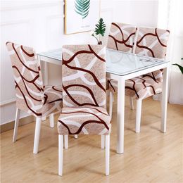 Stretch Chair Cover for Dining Room Spandex Elastic Printed Dining Chair Slipcover Modern Removable Anti-dirty Kitchen Seat Case