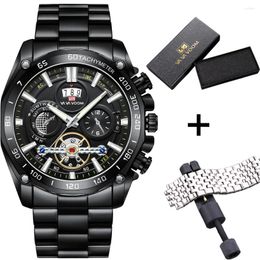 Wristwatches VAVAVOOM Fashion Men Sports Watch Casual Multifunction Calendar Black Stainless Steel Luminous Function Quartz Wristwatche