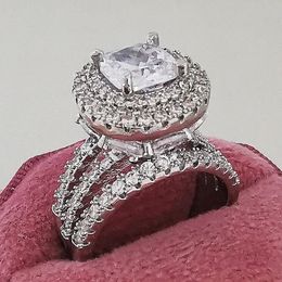 Big Luxury Vintage Retro Silver Colour Engagement Wedding Ring for Women Female Gifts Jewellery Special Designer R4898 240407