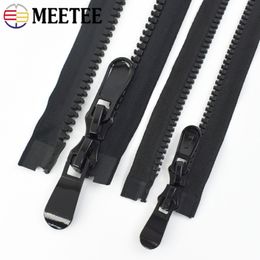 Meetee 1Pc 60-80cm 8# 10# 15# Resin Zipper Single/Double Sliders Open-End Zips for Down Jacket Zippers DIY Garment Sewing Zip