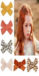 1Pcs Linen Leopard Print Baby Girls Hairpins lace Hairbows With Clip Barrettes Headwear girl Hair Accessories TS2128251611