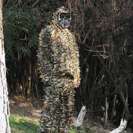 Tactical Woodland 3D Leaf Hunting Clothes Outdoor Men Airsoft War Games Paintball Camouflage Ghillie Suit Shirt + Pants