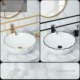 Nordic Platform Basin Bathroom Washbasins Ceramic Creative Bathroom Sinks Single Basin Household Kitchen Washing Sinks Modern