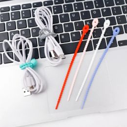 6Pcs Cable Zip Ties Silicone Self Locking Wire Cord Winder Organiser 150mm 180mm 215mm Multi-use Home Office Cable Management