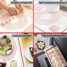 80/70/60Cm Oversize Silicone Baking Mat Pastry Rolling Kneading Pad With Scale Non-Stick Pizza Dough Cookie Pastry Mats Bakeware