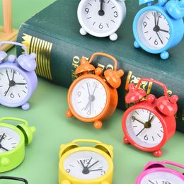 1pc Retro Portable Mini Alarm Clock Electronic Round Number Double Bell Desk Table Digital Clock Home Decoration