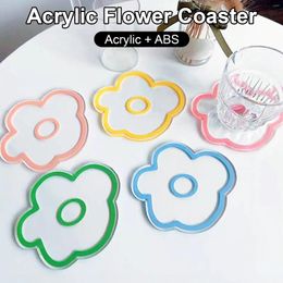 Table Mats Cute Flowers Coasters Transparent Acrylic Simple Ins Style Heat Insulation High Temperature Bowl Mat Desktop Decoration