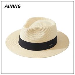 Summer MenS Panama Straw Hat Wide Brim Unisex Bowler Big Head Circumference SunShade Sun Protection 240410