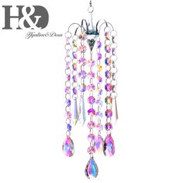 H&D Hanging Crystal Sun Catcher Rainbow Maker Window Chandelier Prisms Beads Chakra 38mm Charm Suncatcher Garden Home Decoration