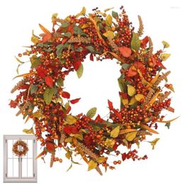 Decorative Flowers Artificial Fall Wreath Home Hanging Decoration Berry Harvest Autumn Door Garland Christmas Halloween Festival