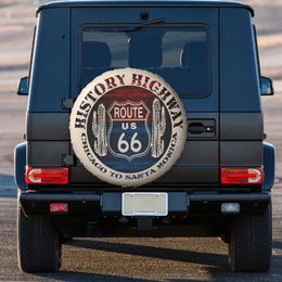 Vintage Route 66 Tyre Cover 4WD 4x4 Trailer America Highway Spare Wheel Protector for Honda CRV 14" 15" 16" 17" Inch