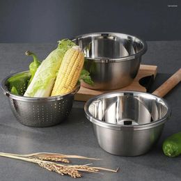 Bowls 1Set 304 Stainless Steel Mixing Salad Metal With Water Philtre Basin Dishwasher Safe Bowl Kitch Tools